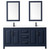 Wyndham WCV252572DBBWCUNSM24 Daria 72 Inch Double Bathroom Vanity in Dark Blue, White Cultured Marble Countertop, Undermount Square Sinks, Matte Black Trim, 24 Inch Mirrors