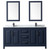 Wyndham WCV252572DBBCMUNSM24 Daria 72 Inch Double Bathroom Vanity in Dark Blue, White Carrara Marble Countertop, Undermount Square Sinks, Matte Black Trim, 24 Inch Mirrors