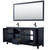 Wyndham WCV252572DBBWCUNSM70 Daria 72 Inch Double Bathroom Vanity in Dark Blue, White Cultured Marble Countertop, Undermount Square Sinks, Matte Black Trim, 70 Inch Mirror