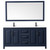 Wyndham WCV252572DBBWCUNSM70 Daria 72 Inch Double Bathroom Vanity in Dark Blue, White Cultured Marble Countertop, Undermount Square Sinks, Matte Black Trim, 70 Inch Mirror