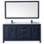 Wyndham WCV252572DBBCMUNSM70 Daria 72 Inch Double Bathroom Vanity in Dark Blue, White Carrara Marble Countertop, Undermount Square Sinks, Matte Black Trim, 70 Inch Mirror