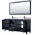 Wyndham WCV252572DBBCMUNSM70 Daria 72 Inch Double Bathroom Vanity in Dark Blue, White Carrara Marble Countertop, Undermount Square Sinks, Matte Black Trim, 70 Inch Mirror