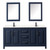 Wyndham WCV252572DBBC2UNSMED Daria 72 Inch Double Bathroom Vanity in Dark Blue, Carrara Cultured Marble Countertop, Undermount Square Sinks, Matte Black Trim, Medicine Cabinets