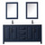 Wyndham WCV252572DBBWCUNSMED Daria 72 Inch Double Bathroom Vanity in Dark Blue, White Cultured Marble Countertop, Undermount Square Sinks, Matte Black Trim, Medicine Cabinets