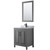 Wyndham WCV252530SGBCMUNSM24 Daria 30 Inch Single Bathroom Vanity in Dark Gray, White Carrara Marble Countertop, Undermount Square Sink, Matte Black Trim, 24 Inch Mirror