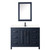 Wyndham WCV252548SBBC2UNSMED Daria 48 Inch Single Bathroom Vanity in Dark Blue, Carrara Cultured Marble Countertop, Undermount Square Sink, Matte Black Trim, Medicine Cabinet