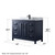 Wyndham WCV252548SBBCMUNSM46 Daria 48 Inch Single Bathroom Vanity in Dark Blue, White Carrara Marble Countertop, Undermount Square Sink, Matte Black Trim, 46 Inch Mirror