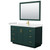 Wyndham WCF292954SGDC2UNSM46 Miranda 54 Inch Single Bathroom Vanity in Green, Carrara Cultured Marble Countertop, Undermount Square Sink, Brushed Gold Trim, 46 Inch Mirror