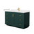Wyndham WCF292954SGDC2UNSMXX Miranda 54 Inch Single Bathroom Vanity in Green, Carrara Cultured Marble Countertop, Undermount Square Sink, Brushed Gold Trim