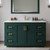 Wyndham WCF292954SGDC2UNSMXX Miranda 54 Inch Single Bathroom Vanity in Green, Carrara Cultured Marble Countertop, Undermount Square Sink, Brushed Gold Trim
