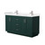 Wyndham WCF292960DGEC2UNSMXX Miranda 60 Inch Double Bathroom Vanity in Green, Carrara Cultured Marble Countertop, Undermount Square Sinks, Brushed Nickel Trim
