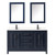 Wyndham WCV252560DBBC2UNSMED Daria 60 Inch Double Bathroom Vanity in Dark Blue, Carrara Cultured Marble Countertop, Undermount Square Sinks, Matte Black Trim, Medicine Cabinets