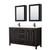 Wyndham WCV252560DEBC2UNSMED Daria 60 Inch Double Bathroom Vanity in Dark Espresso, Carrara Cultured Marble Countertop, Undermount Square Sinks, Matte Black Trim, Medicine Cabinets