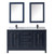 Wyndham WCV252560DBBCMUNSMED Daria 60 Inch Double Bathroom Vanity in Dark Blue, White Carrara Marble Countertop, Undermount Square Sinks, Matte Black Trim, Medicine Cabinets