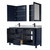 Wyndham WCV252560DBBCMUNSMED Daria 60 Inch Double Bathroom Vanity in Dark Blue, White Carrara Marble Countertop, Undermount Square Sinks, Matte Black Trim, Medicine Cabinets
