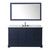 Wyndham WCV232360SBBCMUNOM58 Avery 60 Inch Single Bathroom Vanity in Dark Blue, White Carrara Marble Countertop, Undermount Oval Sink, Matte Black Trim, 58 Inch Mirror