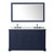 Wyndham WCV232360DBBCMUNOM58 Avery 60 Inch Double Bathroom Vanity in Dark Blue, White Carrara Marble Countertop, Undermount Oval Sinks, Matte Black Trim, 58 Inch Mirror