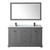 Wyndham WCV232360DGBCMUNSM58 Avery 60 Inch Double Bathroom Vanity in Dark Gray, White Carrara Marble Countertop, Undermount Square Sinks, Matte Black Trim, 58 Inch Mirror