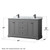 Wyndham WCV232360DGBCMUNSM58 Avery 60 Inch Double Bathroom Vanity in Dark Gray, White Carrara Marble Countertop, Undermount Square Sinks, Matte Black Trim, 58 Inch Mirror