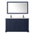 Wyndham WCV232360DBBC2UNSM58 Avery 60 Inch Double Bathroom Vanity in Dark Blue, Carrara Cultured Marble Countertop, Undermount Square Sinks, Matte Black Trim, 58 Inch Mirror