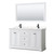 Wyndham WCV232360DWBC2UNSM58 Avery 60 Inch Double Bathroom Vanity in White, Carrara Cultured Marble Countertop, Undermount Square Sinks, Matte Black Trim, 58 Inch Mirror
