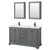 Wyndham WCS202060DGBC2UNSMED Deborah 60 Inch Double Bathroom Vanity in Dark Gray, Carrara Cultured Marble Countertop, Undermount Square Sinks, Matte Black Trim, Medicine Cabinets