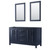 Wyndham WCV252560DBBCXSXXM24 Daria 60 Inch Double Bathroom Vanity in Dark Blue, No Countertop, No Sink, Matte Black Trim, 24 Inch Mirrors