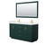 Wyndham WCF292960DGDC2UNSM58 Miranda 60 Inch Double Bathroom Vanity in Green, Carrara Cultured Marble Countertop, Undermount Square Sinks, Brushed Gold Trim, 58 Inch Mirror