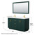 Wyndham WCF292960DGDC2UNSM58 Miranda 60 Inch Double Bathroom Vanity in Green, Carrara Cultured Marble Countertop, Undermount Square Sinks, Brushed Gold Trim, 58 Inch Mirror