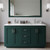 Wyndham WCF292960DGEC2UNSM58 Miranda 60 Inch Double Bathroom Vanity in Green, Carrara Cultured Marble Countertop, Undermount Square Sinks, Brushed Nickel Trim, 58 Inch Mirror