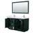 Wyndham WCF292960DGEC2UNSM58 Miranda 60 Inch Double Bathroom Vanity in Green, Carrara Cultured Marble Countertop, Undermount Square Sinks, Brushed Nickel Trim, 58 Inch Mirror