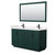 Wyndham WCF292960DGKC2UNSM58 Miranda 60 Inch Double Bathroom Vanity in Green, Carrara Cultured Marble Countertop, Undermount Square Sinks, Matte Black Trim, 58 Inch Mirror