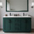 Wyndham WCF292960DGKC2UNSM58 Miranda 60 Inch Double Bathroom Vanity in Green, Carrara Cultured Marble Countertop, Undermount Square Sinks, Matte Black Trim, 58 Inch Mirror