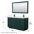 Wyndham WCF292960DGKC2UNSM58 Miranda 60 Inch Double Bathroom Vanity in Green, Carrara Cultured Marble Countertop, Undermount Square Sinks, Matte Black Trim, 58 Inch Mirror