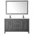 Wyndham WCV252560DGBC2UNSM58 Daria 60 Inch Double Bathroom Vanity in Dark Gray, Carrara Cultured Marble Countertop, Undermount Square Sinks, Matte Black Trim, 58 Inch Mirror