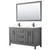 Wyndham WCV252560DGBC2UNSM58 Daria 60 Inch Double Bathroom Vanity in Dark Gray, Carrara Cultured Marble Countertop, Undermount Square Sinks, Matte Black Trim, 58 Inch Mirror
