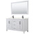 Wyndham WCV252560DWBC2UNSM58 Daria 60 Inch Double Bathroom Vanity in White, Carrara Cultured Marble Countertop, Undermount Square Sinks, Matte Black Trim, 58 Inch Mirror