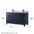 Wyndham WCV252560DBBCMUNSM58 Daria 60 Inch Double Bathroom Vanity in Dark Blue, White Carrara Marble Countertop, Undermount Square Sinks, Matte Black Trim, 58 Inch Mirror