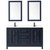 Wyndham WCV252560DBBC2UNSM24 Daria 60 Inch Double Bathroom Vanity in Dark Blue, Carrara Cultured Marble Countertop, Undermount Square Sinks, Matte Black Trim, 24 Inch Mirrors