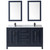 Wyndham WCV252560DBBCMUNSM24 Daria 60 Inch Double Bathroom Vanity in Dark Blue, White Carrara Marble Countertop, Undermount Square Sinks, Matte Black Trim, 24 Inch Mirrors