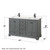 Wyndham WCS202060DGBC2UNSM58 Deborah 60 Inch Double Bathroom Vanity in Dark Gray, Carrara Cultured Marble Countertop, Undermount Square Sinks, Matte Black Trim, 58 Inch Mirror
