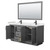 Wyndham WCF292966DGBC2UNSM58 Miranda 66 Inch Double Bathroom Vanity in Dark Gray, Carrara Cultured Marble Countertop, Undermount Square Sinks, Matte Black Trim, 58 Inch Mirror