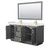 Wyndham WCF292966DGGC2UNSM58 Miranda 66 Inch Double Bathroom Vanity in Dark Gray, Carrara Cultured Marble Countertop, Undermount Square Sinks, Brushed Gold Trim, 58 Inch Mirror