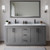Wyndham WCF292966DGBCMUNSM58 Miranda 66 Inch Double Bathroom Vanity in Dark Gray, White Carrara Marble Countertop, Undermount Square Sinks, Matte Black Trim, 58 Inch Mirror