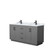 Wyndham WCF292966DGBCMUNSMXX Miranda 66 Inch Double Bathroom Vanity in Dark Gray, White Carrara Marble Countertop, Undermount Square Sinks, Matte Black Trim