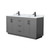 Wyndham WCF292966DGBCMUNSMXX Miranda 66 Inch Double Bathroom Vanity in Dark Gray, White Carrara Marble Countertop, Undermount Square Sinks, Matte Black Trim