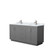 Wyndham WCF292966DKGCMUNSMXX Miranda 66 Inch Double Bathroom Vanity in Dark Gray, White Carrara Marble Countertop, Undermount Square Sinks, Brushed Nickel Trim