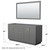 Wyndham WCF292966DGGCXSXXM58 Miranda 66 Inch Double Bathroom Vanity in Dark Gray, No Countertop, No Sink, Brushed Gold Trim, 58 Inch Mirror