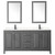 Wyndham WCV252572DGBC2UNSM24 Daria 72 Inch Double Bathroom Vanity in Dark Gray, Carrara Cultured Marble Countertop, Undermount Square Sinks, Matte Black Trim, 24 Inch Mirrors