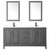 Wyndham WCV252572DGBWCUNSM24 Daria 72 Inch Double Bathroom Vanity in Dark Gray, White Cultured Marble Countertop, Undermount Square Sinks, Matte Black Trim, 24 Inch Mirrors